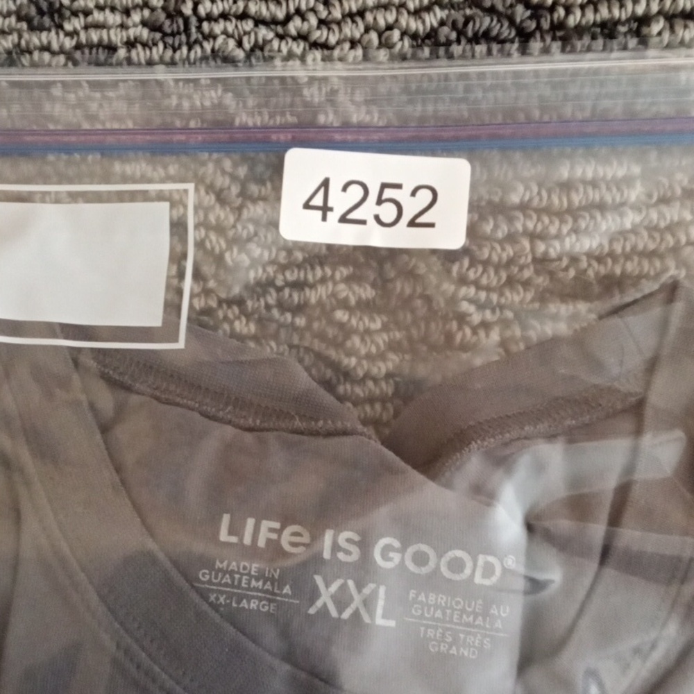 Life Is Good Gray Short Sleeve Tee with American Flag - Picture 9 of 9